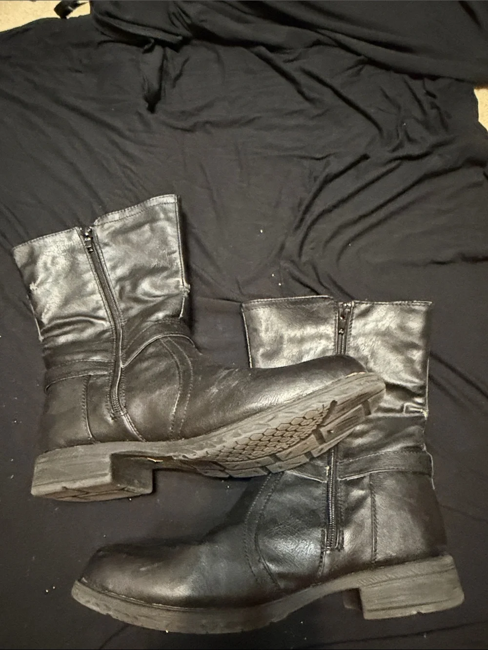 Bumper Black Quilted Leather Ankle Boots with Buckle Detail